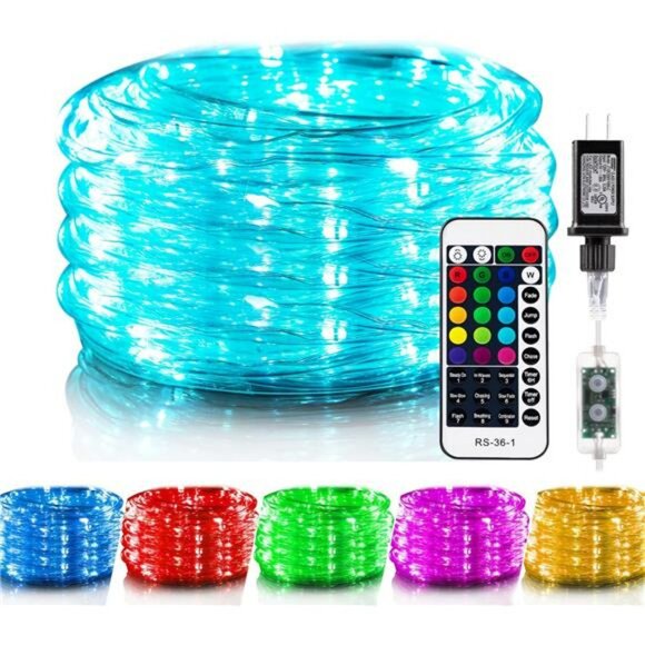 Waterproof color changing LED rope lights 33ft outdoor indoor string lights - Picture 1 of 7